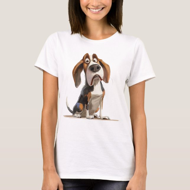 T-shirt Caricature Stylé Et Sympa D'Un Basset (Devant)