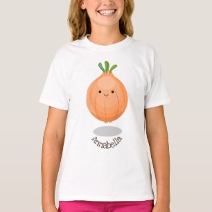 T-shirt Caricature vert oignon brun joli
