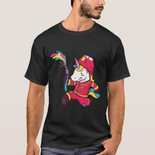 T-shirt Caricorne de pompier mignon Unicorn Arc-en-ciel