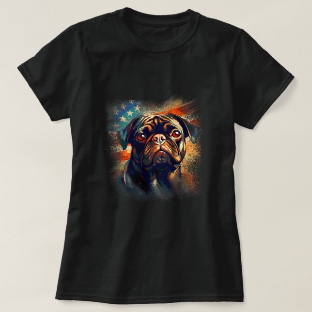 T-shirt Carlin américain avec drapeau dans le patriotique  (Design devant)