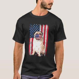 T-shirt Carlin américain Drapeau Chien porte visage Masque