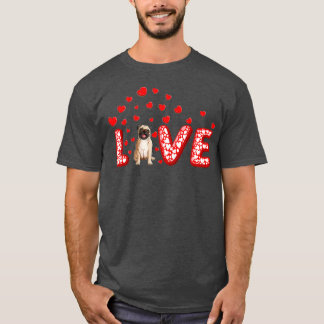 T-shirt Carlin Amoureux des chiens Funny Coeurs Amour Carl