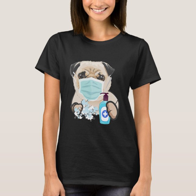 T-shirt Carlin Amoureux des chiens Masque Visage Santé Flu (Devant)