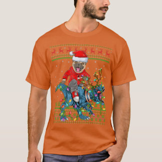 T-shirt Carlin Amoureux des chiens Ugly Xmas Lumières Carl