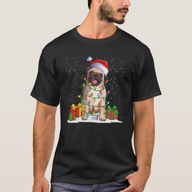 T-shirt Carlin Arbre de Noël Carlin Amoureux Drôle Chien d (Devant)