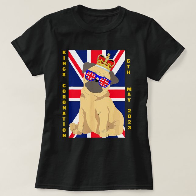 T-shirt Carlin britannique Couronne de chien Union Jack Ki (Design devant)