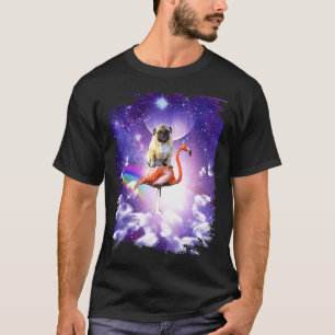 T-shirt Carlin Chien à cheval sur un Flamant Rose dans l'A