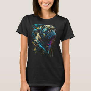 T-shirt Carlin Chien Propriétaire Carlins Rétro Vague Graf