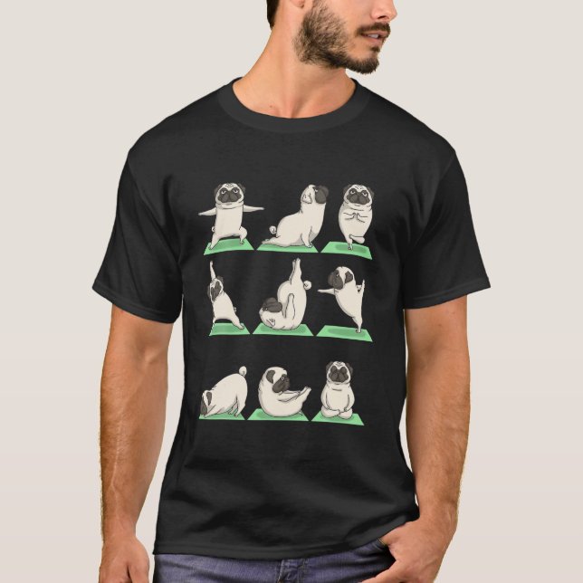 T-shirt Carlin Chien Yoga Pose Zen Cute Exercice d'entraîn (Devant)