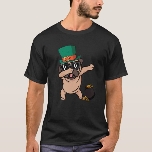 T-shirt Carlin Dabbing Chien Jour de la Saint Patrick Drôl (Devant)