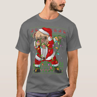T-shirt Carlin Dabbing Chien Xmas Lumières Drôle Laid Laid