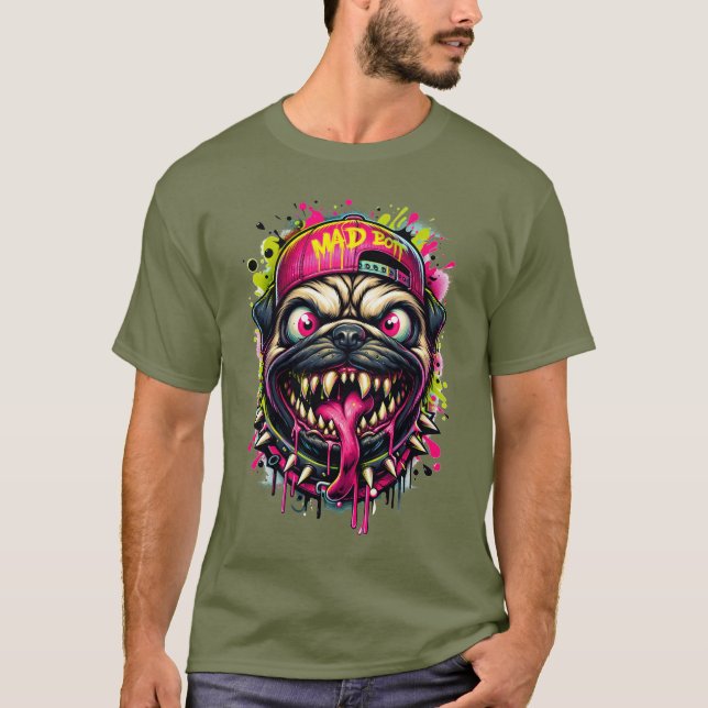 T-shirt Carlin de dessin animé sauvage (Devant)