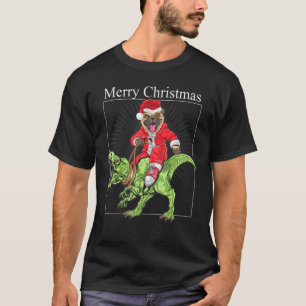 T-shirt Carlin de Noël À cheval Un Dinosaure Drôle Chien C