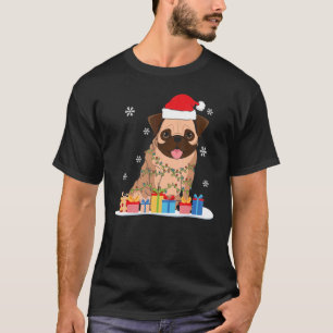 T-shirt Carlin de Noël avec feux d'arbre de Noël & Père No