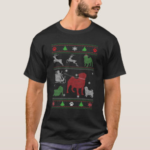 T-shirt Carlin drôle Noël Neige Paw Chien Papa maman