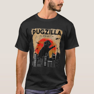 T-shirt Carlin drôle T, Pugzilla T, Carlin chien drôle