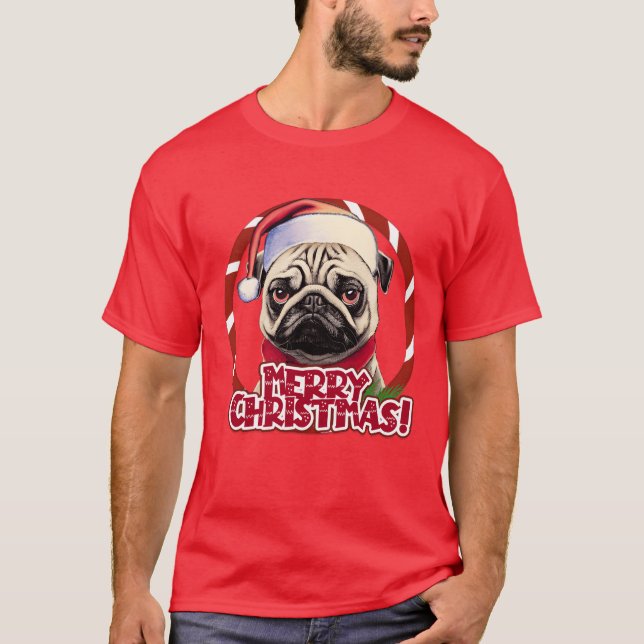 T-shirt Carlin en Noël casquette Noël dépression ami (Devant)
