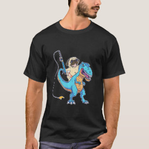 T-shirt Carlin équitation T Rex Dinosaur Pêche Funny Chien