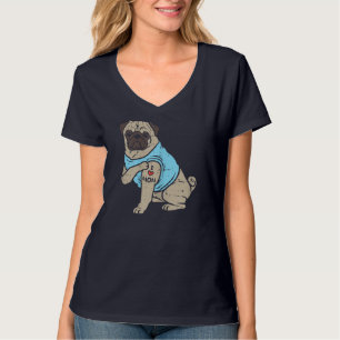 T-shirt Carlin I Love Mom Cute Animal Animaux Animaux Anim