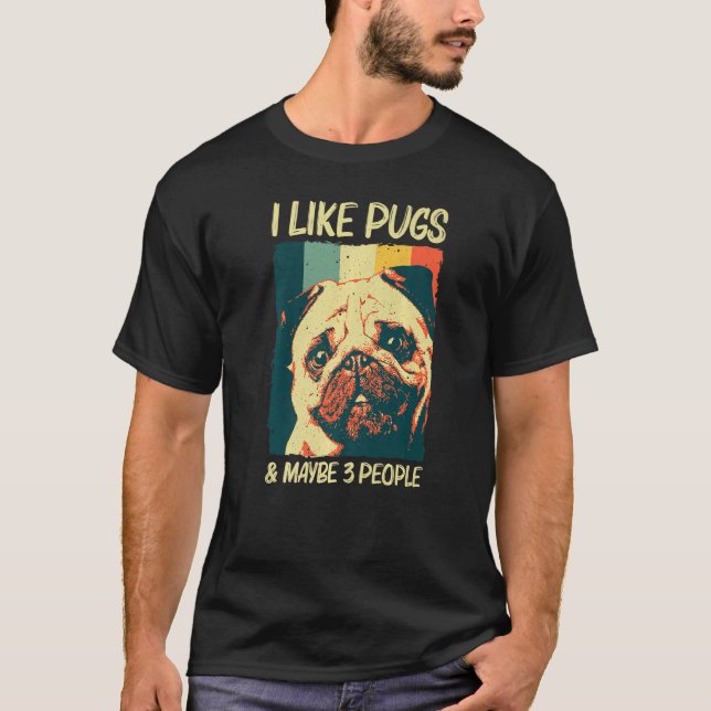 T-shirt Carlin Mignonne Pour Hommes Femmes Animaux De Comp (Devant)
