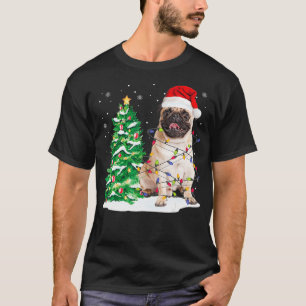 T-shirt Carlin Noël Arbre Lumières Père Noël Chien Xmas Ca