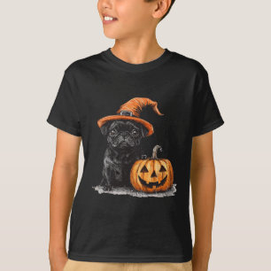 T-shirt Carlin Noir Avec Casquette Sorcière Et Carlin Citr