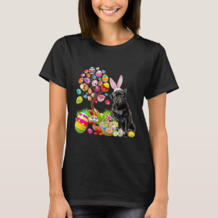 T-shirt CARLIN NOIR Jour de Pâques Oeufs Chiens Lapin Pâqu