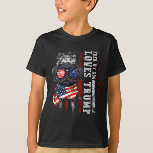 T-shirt Carlin noir même mon chien aime Trump drôle