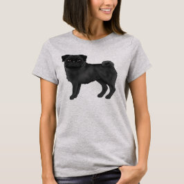 T-shirt Carlin noir Mops Chien race mignonne dessin animé