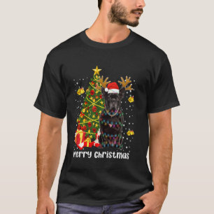 T-shirt Carlin Noir Père Noël Arbre de Noël Lumières Noël