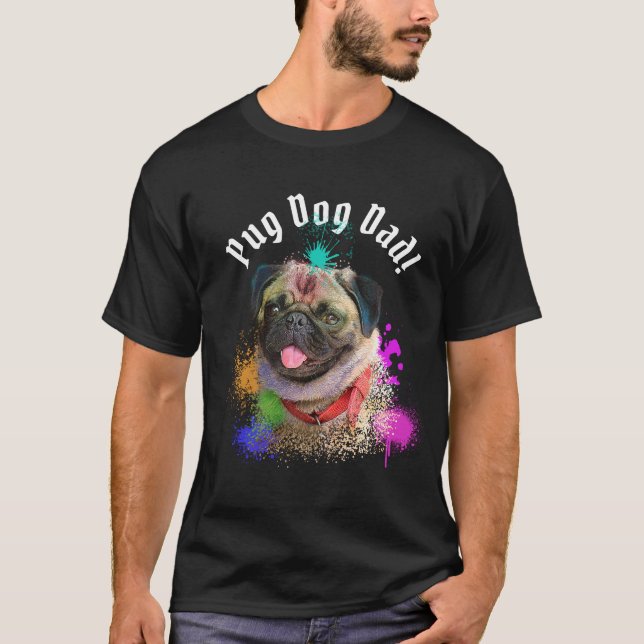T-shirt Carlin Papa Chien Meilleur Chien Papa Jamais (Devant)