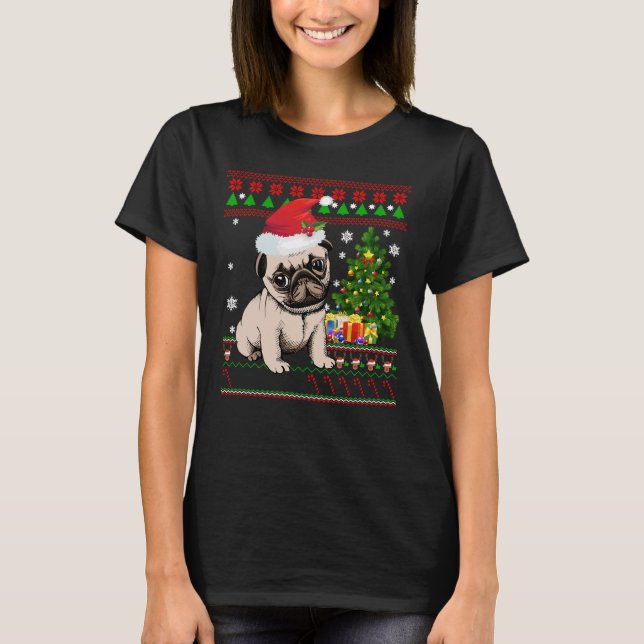 T-shirt Carlin Père Noël laid - Joyeux Noël avec les cadea (Devant)