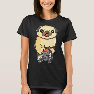 T-shirt Carlin Puppy équitation Vélo Adorable Chien Vélo R
