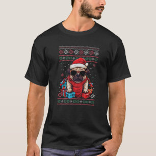 T-shirt Carlin Santa Hat Funny Amateurs de chien Noël laid