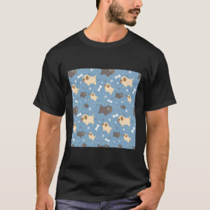 T-shirt Carlins noirs et faons sur bleu Arrière - plan cla