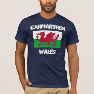 T-shirt Carmarthen, Pays de Galles avec drapeau gallois