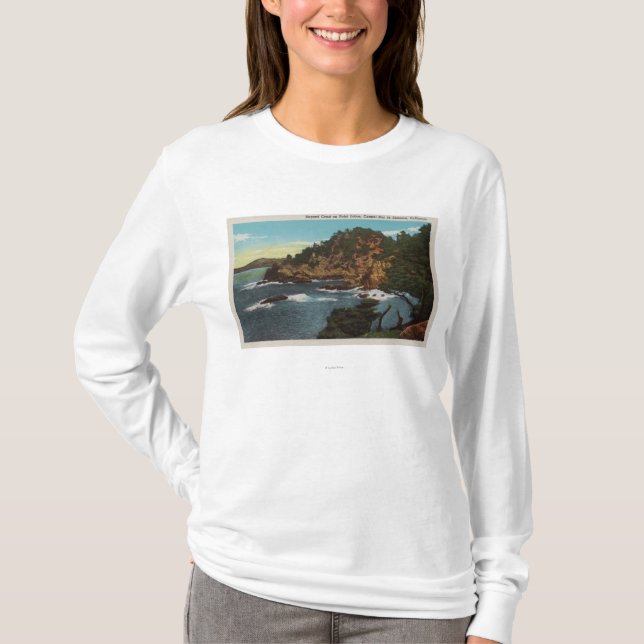 T-shirt Carmel, CA - côte rocailleuse sur le point Lobos (Devant)
