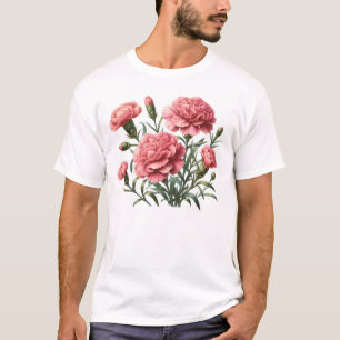 T-shirt Carnations rose noir