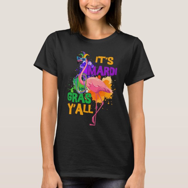 T-shirt Carnival Party  Idea Flamingo Mardi Gras  1 (Devant)