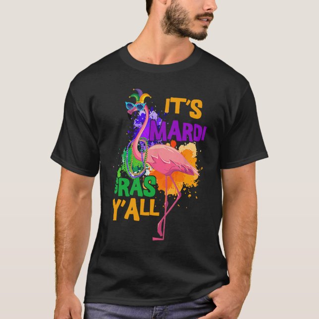 T-shirt Carnival Party  Idea Flamingo Mardi Gras  1 (Devant)