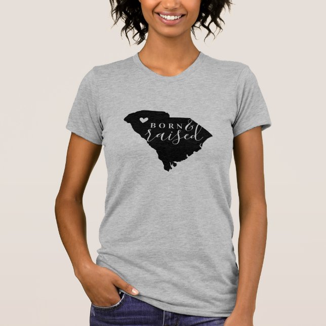 T-shirt Caroline du Sud Né et élevé Tee d'État (Devant)