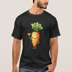 T-shirt Carotte d'amour heureuse avec cœur mignon végane