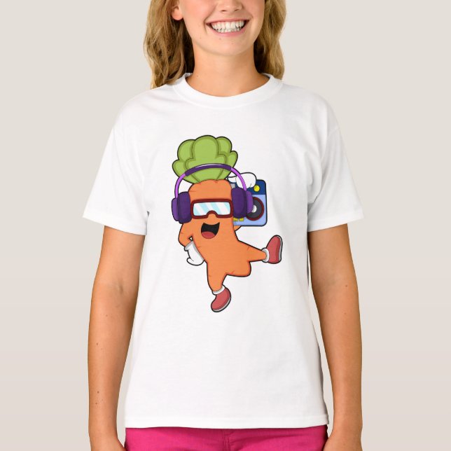 T-shirt Carotte dans la musique avec casque (Devant)
