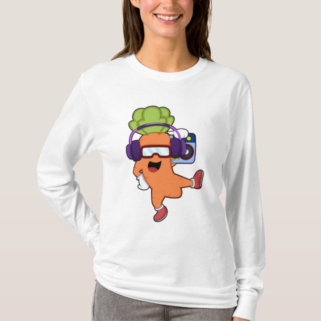 T-shirt Carotte dans la musique avec casque (Devant)