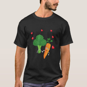 T-shirt Carotte et brocoli légumes heureux mignons végan v
