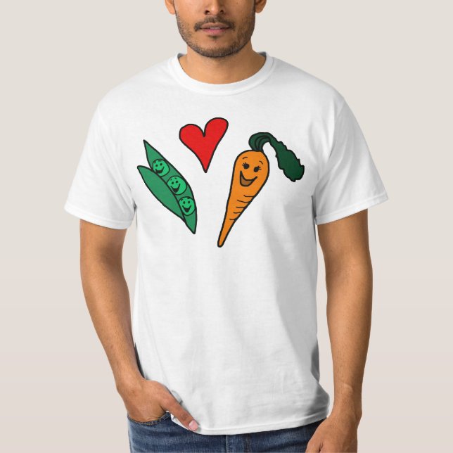 T-shirt Carottes d'amour de pois, conception verte et (Devant)