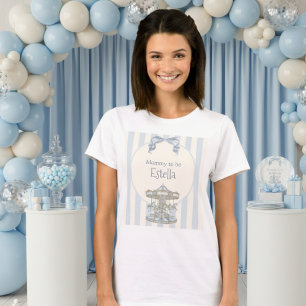 T-shirt Carousel à l'aquarelle avec un noeud bleu pour la