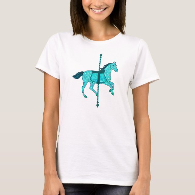 T-shirt Carousel Horse - Turquoise et Aqua (Devant)