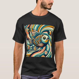 T-shirt Carpe Koi Rétro dans des Vagues Tourbillonnantes
