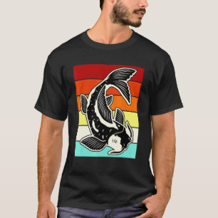 T-shirt Carpe Koi Rétro Vintage Poisson Japonais Étang Gra